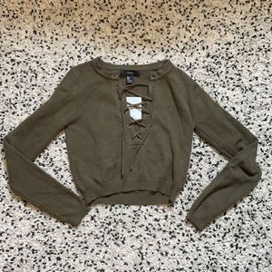 NWT olive green cropped sweater